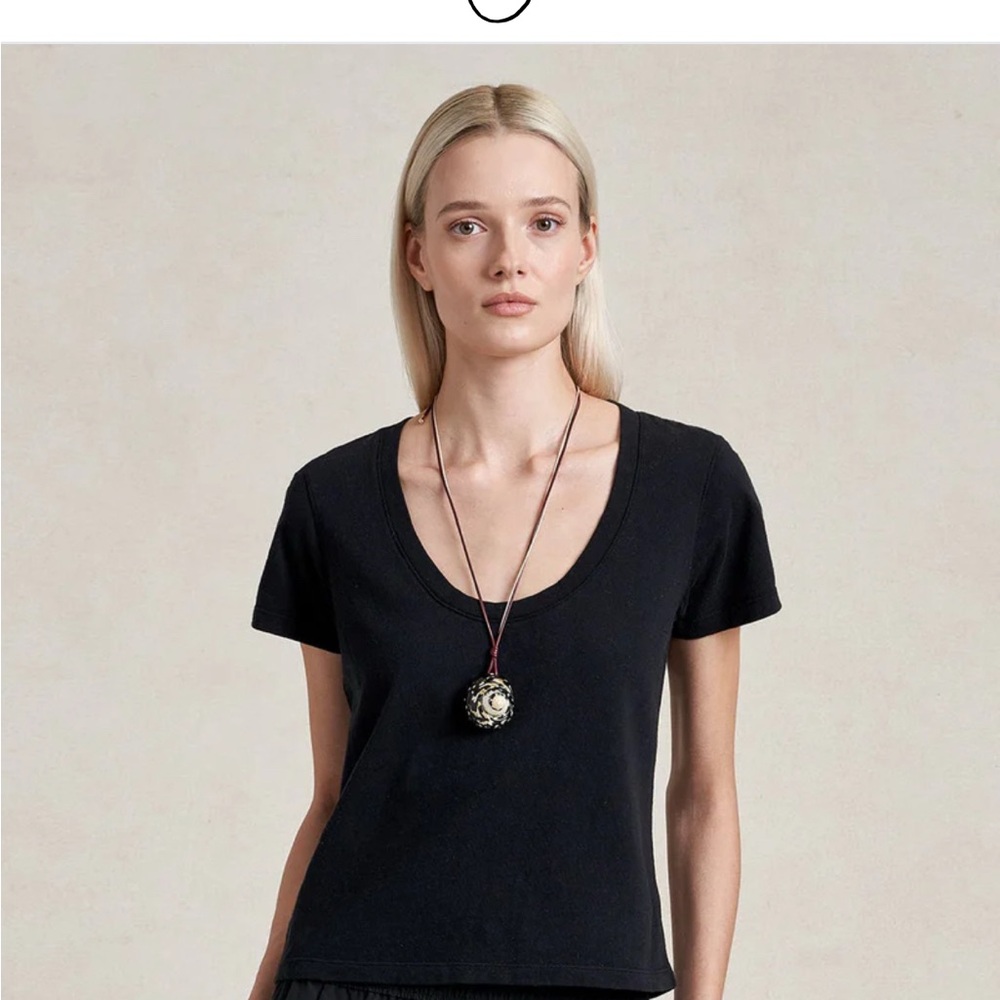 La Ligne Black & White Striped Scoop-Neck Tee